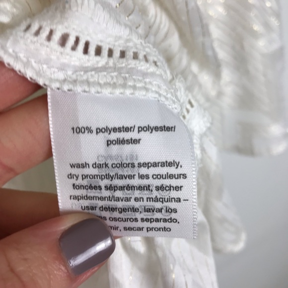 TOMMY HILFIGER White Off Shoulder Flowy Blouse - Picture 8 of 8